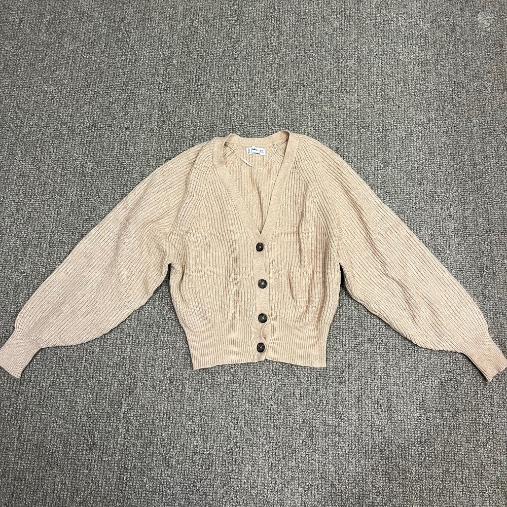 Mango Tan Button down Cardigan Size small